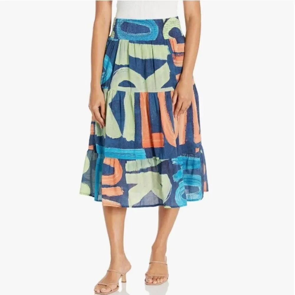Like New! NIC+ZOE Love Art Joy Smocked Waist Skirt in Size XL